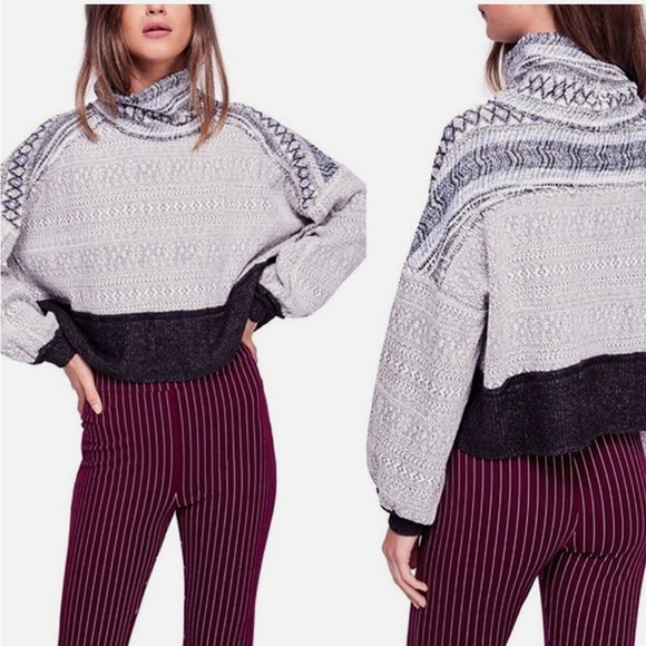 We The Free People Small At Lodge Turtleneck Sweater Pullover Nordic Gray XS - Picture 3 of 13